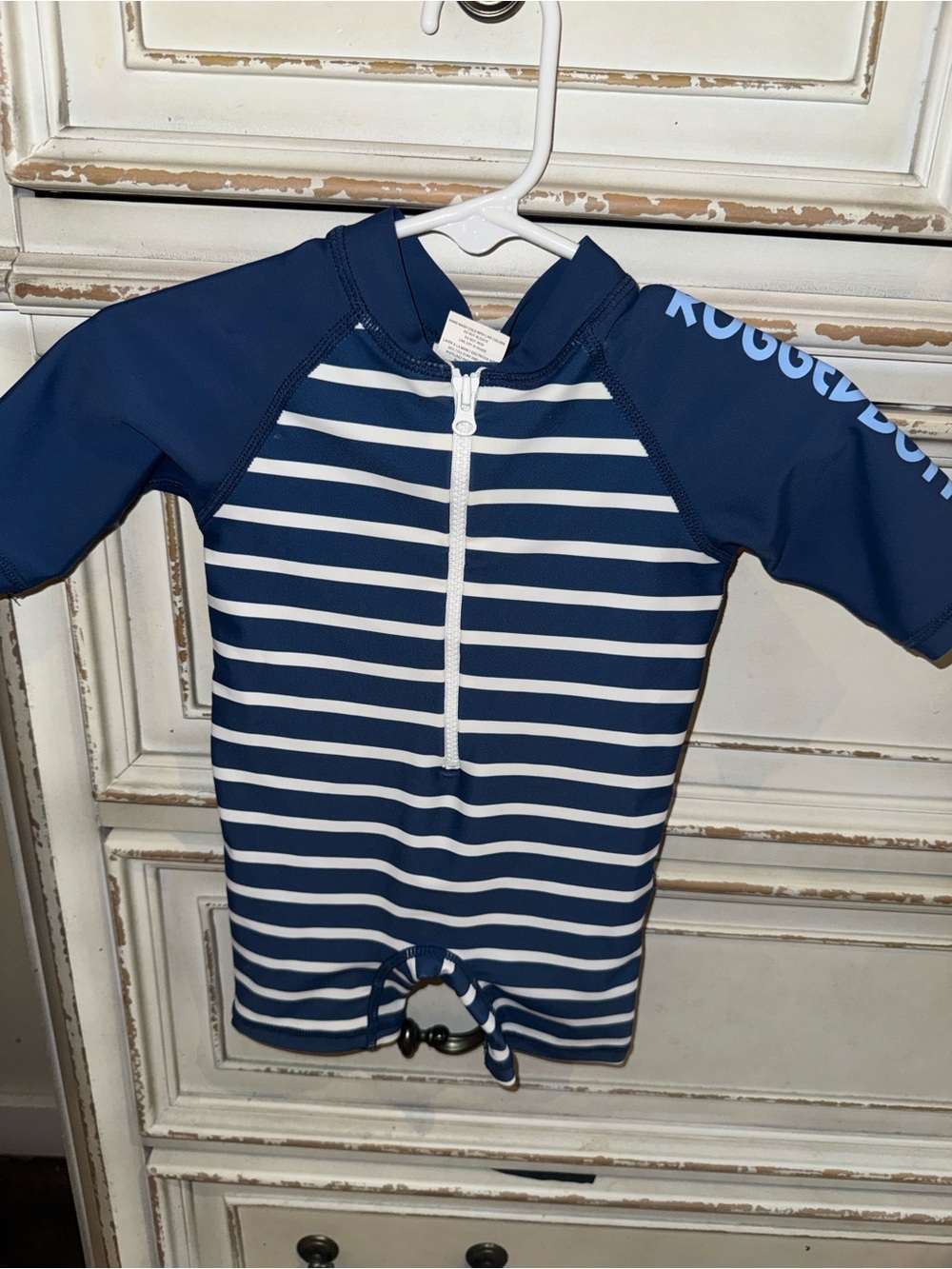 Kids Navy & White Striped Rugged Butts Swimsuit 0/3 month